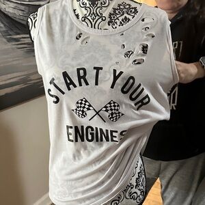 White Graphic Tank Top